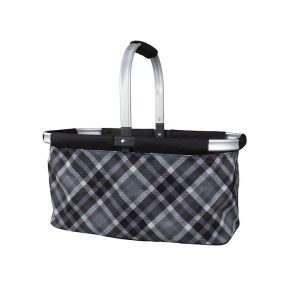 Camp Casual Picnic Basket, 17 Inch Length X 11 Inch Width X 9 Inch Depth, Collapsible, Movable Handle, Polyester Basket and Aluminum Frame – CC-010GPB