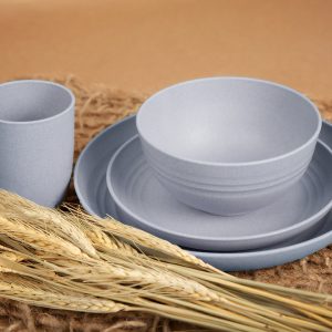 Camp Casual Dish Set, 8 Piece Set, Boho Blue, Without Design, Recycled Polypropylene and Wheat Straw – CC-011BB