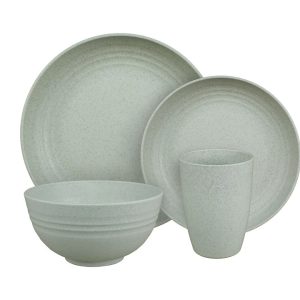 Camp Casual Dish Set, 8 Piece Set, Mountain Sage, Without Design, Recycled Polypropylene and Wheat Straw – CC-011MS