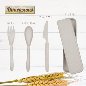 Camp Casual Flatware, Knife/ Fork/ Spoon, Harbor Gray, Recycled Polypropylene and Wheat Straw, Microwave and Dishwasher Safe, Bpa Free – CC-012HG