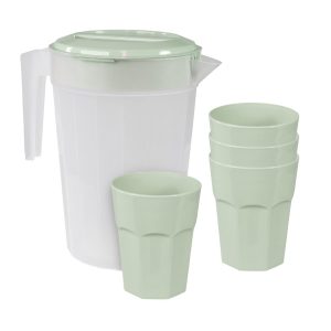 Camp Casual Drinking Glass, Tumbler and Pitcher Set, Mountain Sage, Polypropylene, 14.5 Ounce Tumbler and 84 Ounce Pitcher – CC-013MS