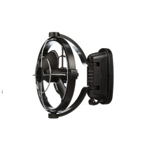 Caframo Fan, Sirocco II, 7 Inch, 3 Speed, Cabin Type, 12 Volt or 24 Volt, Black, Push Button Control, 360 Degree Rotation, Gimbal Design – 7010CABBX