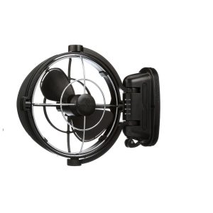 Caframo Fan, Sirocco II, 7 Inch, 3 Speed, Cabin Type, 12 Volt or 24 Volt, Black, Push Button Control, 360 Degree Rotation, Gimbal Design – 7010CABBX