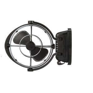 Caframo Fan, Sirocco II, 7 Inch, 3 Speed, Cabin Type, 12 Volt or 24 Volt, Black, Push Button Control, 360 Degree Rotation, Gimbal Design – 7010CABBX