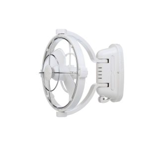 Caframo Fan, Sirocco II, 7 Inch, 3 Speed, Cabin Type, 12 Volt or 24 Volt, 2.7 Pounds, White, Push Button Control, 360 Degree Rotation – 7010CAWBX