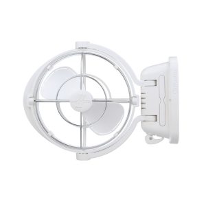 Caframo Fan, Sirocco II, 7 Inch, 3 Speed, Cabin Type, 12 Volt or 24 Volt, 2.7 Pounds, White, Push Button Control, 360 Degree Rotation – 7010CAWBX