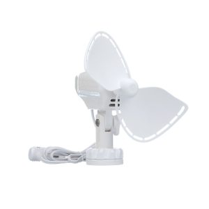 Caframo Fan, Ultimate™, 7 Inch, 2 Speed, Cabin Type, 12 Volt, 1.1 Pounds, White, Adjustable Tilting Head, Direct Wire Plug – 757DCWBX