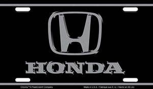 Chroma Decal License Plate, Stamped Metal Tags, Honda Logo, Black Plate – 002004