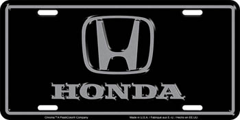 Chroma Decal License Plate, Stamped Metal Tags, Honda Logo, Black Plate – 002004