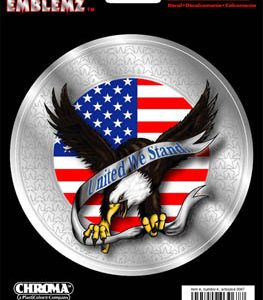 Chroma Decal Emblem, United We Stand Eagle Logo, 6 Inch Width X 8 Inch Height – 003067