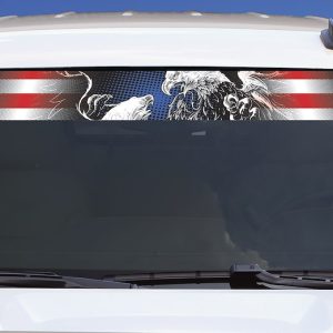 Chroma Decal Window Graphics, American Flag with Two Eagles Sunscreen – 049504