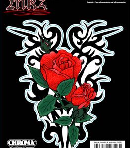 Chroma Decal Decal, Tribal Rose Tattoo, White/ Black/ Red and Green with Glitter Ink, Vinyl, Self Adhesive – 8508