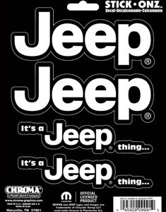 Chroma Decal Decal, Jeep Logo, White Letters, Stick on – 9991