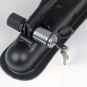 C.t. Johnson Trailer Coupler Lock, Flush Lock Design, For 1/2 Inch Opening Conventional Lever Style Couplers, Black, Nickel Chrome Finish – RC2