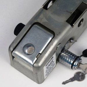 C.t. Johnson Trailer Coupler Lock, Flush Lock Design, For 2-1/2 Inch Opening Surge Brake Style Couplers, Black, Nickel Chrome Finish – RC4