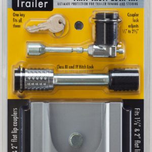 C.t. Johnson Trailer Coupler Lock, For 2 Inch/ 2-5/16 Inch Flat Lip Couplers, Arctic Silver, With 2 Keys, Keyed Alike – TSK3-AS