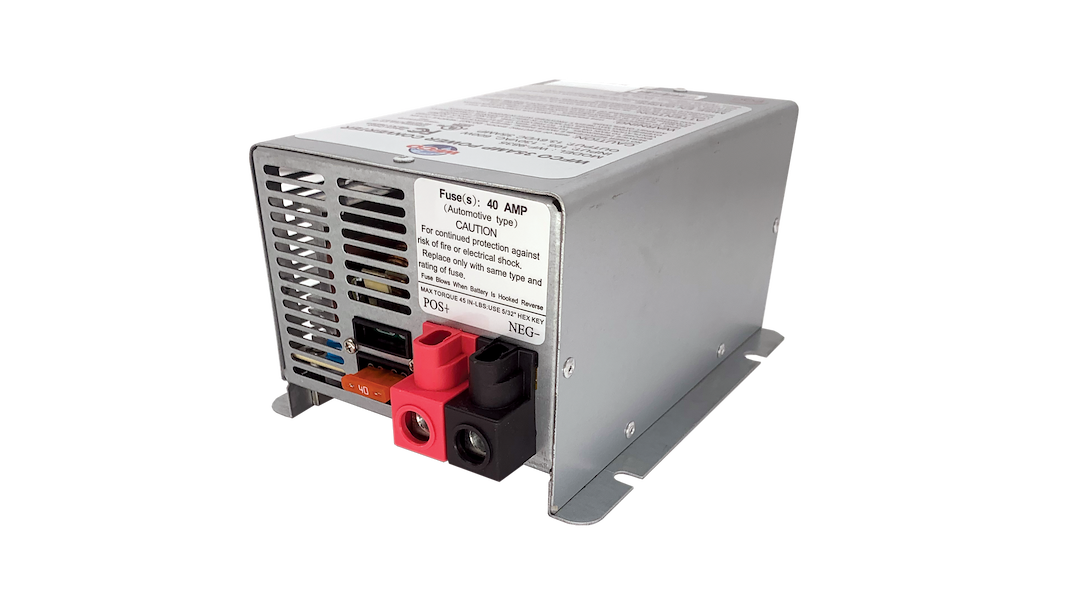 Wfco Technol Power Converter, 9800 Series, Converts 105 to 130 Volt AC to 13.2 to 14.4 Volt DC, 1280 Watt Peak Output – WF-9875-AD-CB