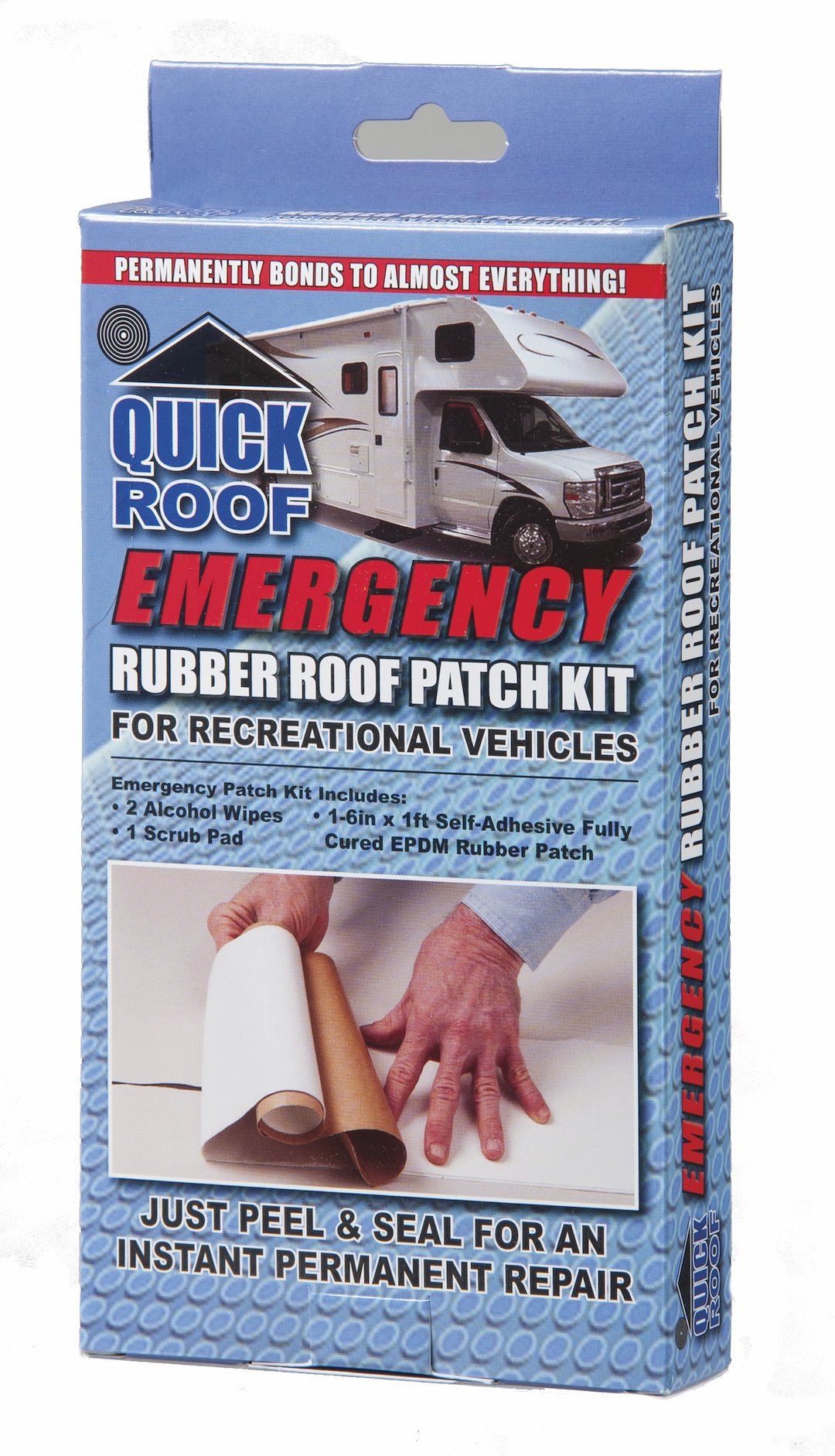 Cofair Prod Roof Repair Kit, Quick Roof ™, With 6 Inch X 12 Inch Self Adhesive Fully Cured Epdm Rubber Patch/ 2 Alcohol Wipes and Scrub Pad – RR612