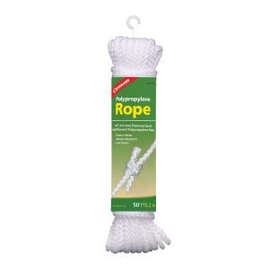 Coghlan’s Rope, General Use, Medium to Heavy Duty, 53 Foot Length X 1/4 Inch Diameter, White, Polypropylene – 0020