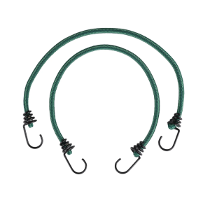 Coghlan’s Bungee Cord, Multi-Strand Rubber Cord, Two 20 Inch Length, Plastic Coated Hooks, Green – 2412