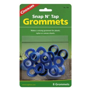 Coghlan’s Fabric Grommet, Snap N’ Trap Grommets, For Plastic/ Nylon/ Canvas Sheets, 7/16 Inch Diameter, Blue, Set of 8 – 706