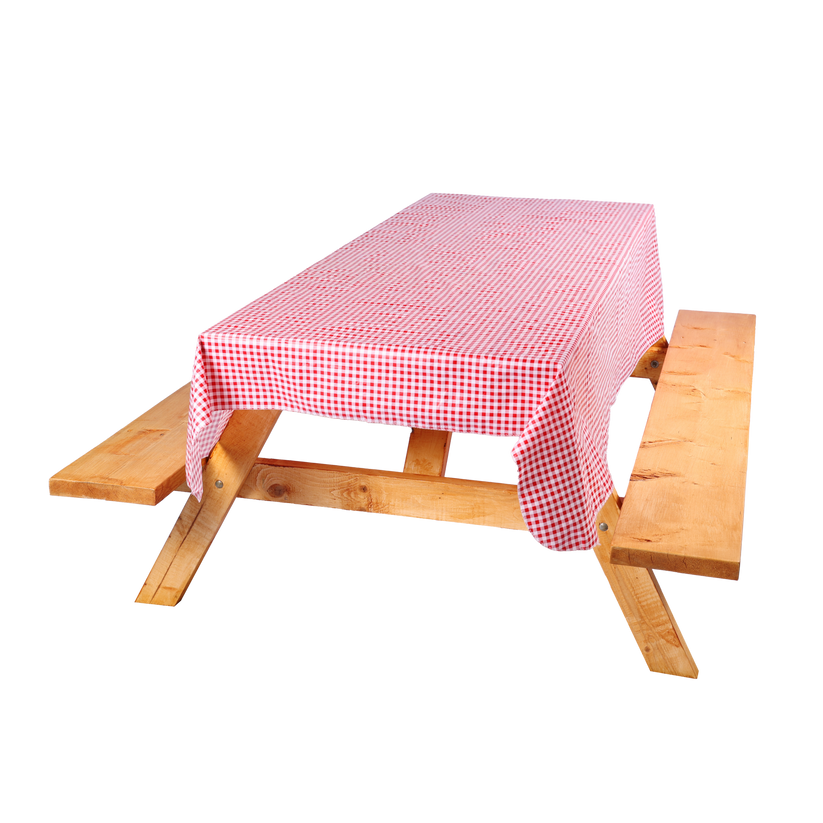 Coghlan’s Tablecloth, Rectangular, 54 Inch Width X 72 Inch Length, Red and White Checkered, Polyethylene, Without Bench Covers – 7920