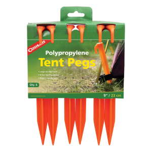 Coghlan’s Tent Peg, Hook Style, 9 Inch Length, Polypropylene, Set of 6 – 9496