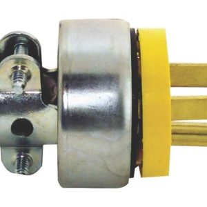 Cooper Wire Power Cord Plug End, Replacement Polarized Grounding Straight Blade Plug, 15 Amp, Male End, Without Plug Head Handle, Yellow – 2867-BOX
