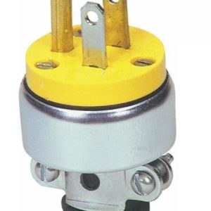 Cooper Wire Power Cord Plug End, Replacement Polarized Grounding Straight Blade Plug, 15 Amp, Male End, Without Plug Head Handle, Yellow – 2867-BOX