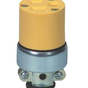 Cooper Wire Power Cord Plug End, Replacement Heavy Duty Straight Blade Connector, 15 Amp, Female End, Without Plug Head Handle, Yellow – 2887-BOX
