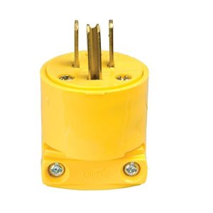 Cooper Wire Power Cord Plug End, Replacement Straight Blade Plug, 15 Amp, Male End, Without Plug Head Handle, Yellow, Vinyl – 4867-BOX