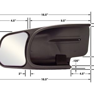 Cipa Exterior Towing Mirror, Slide on, 4-1/4 X 5-3/4 Inch Mirror, Non-Extendable, Glass Manual Adjust, Without Turn Signal Indicator – 10801