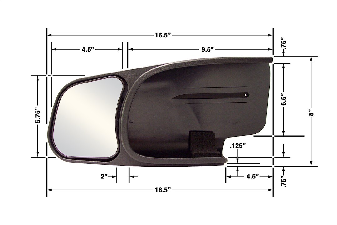 Cipa Exterior Towing Mirror, Slide on, 4-1/4 X 5-3/4 Inch Mirror, Non-Extendable, Glass Manual Adjust, Without Turn Signal Indicator – 10801