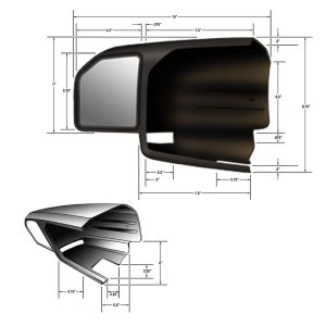 Cipa Exterior Towing Mirror, Slide on, Non-Extendable, Glass Manual Adjust, Without Turn Signal Indicator, Without Heat, Non-Folding, Black – 11551