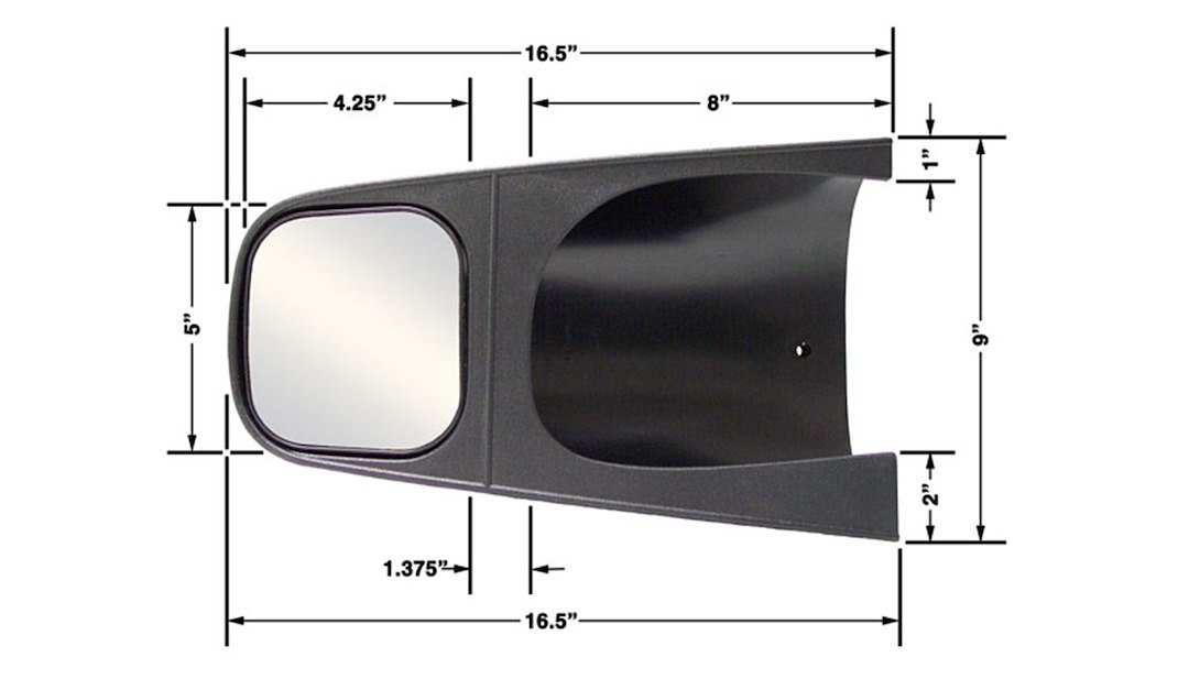 Cipa Exterior Towing Mirror, Slide on, 4-1/2 X 5-1/8 Inch Mirror, Non-Extendable, Glass Manual Adjust, Without Turn Signal Indicator – 11600
