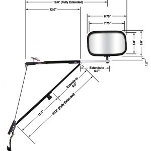Cipa Exterior Towing Mirror, Universal Door Mount, 5 Inch X 8 Inch, Extends 6 Inches, Glass Manual Adjust, Without Turn Signal Indicators – 11650
