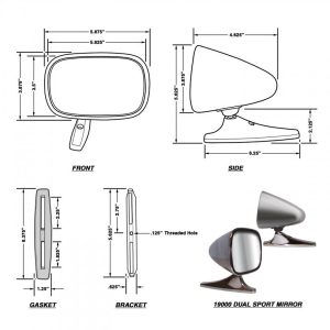 Cipa Exterior Mirror, Dual Sport, Aftermarket Replacement, Set of 2, Chrome, Manual, Non-Foldaway, Without Heated Mirrors – 19000