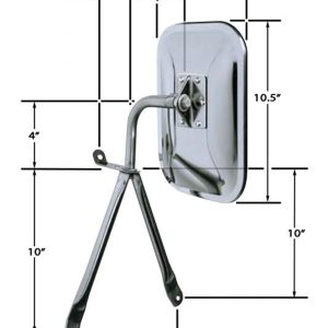 Cipa Exterior Mirror, Single, Chrome, Manual, Non-Foldaway, With Brackets and Hardware, 7-1/2 Inch X 10-1/2 Inch – 45500
