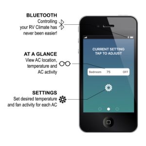 Coleman-Mach Wall Thermostat, Single Stage, Bluetooth T-Stat for Heat/ Cool Control, Digital Readout, 12 Volt DC, Black, Fcc Certified – 9430A3543