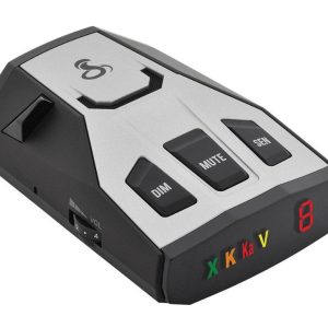 Cobra Radar Detector, Stand Alone Dash Mount, Detects Front and Rear Laser/Radar Signals, 7-Segment Color Text Display – RAD350