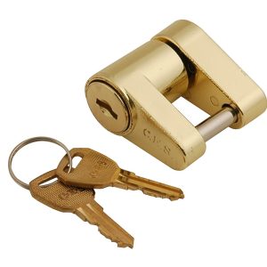 C.e. Smith Trailer Coupler Lock, Padlock, 3/4 Inch Wide Opening, Gold, Brass, Single, With 2 Keys, 1/4 Inch Lock Pin – 00900-40