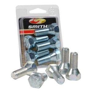 C.e. Smith Lug Bolt, 1/2 Inch-20 Thread Size, Conical Seat, 1-5/8 Inch Shank Length, Zinc Plated, Silver, Steel, Set of 5 – 11062A