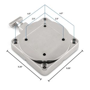 Cannon Downrigger Mount, Low-Profile Swivel Base, Silver, 316-Grade Stainless Steel Construction – 1903002