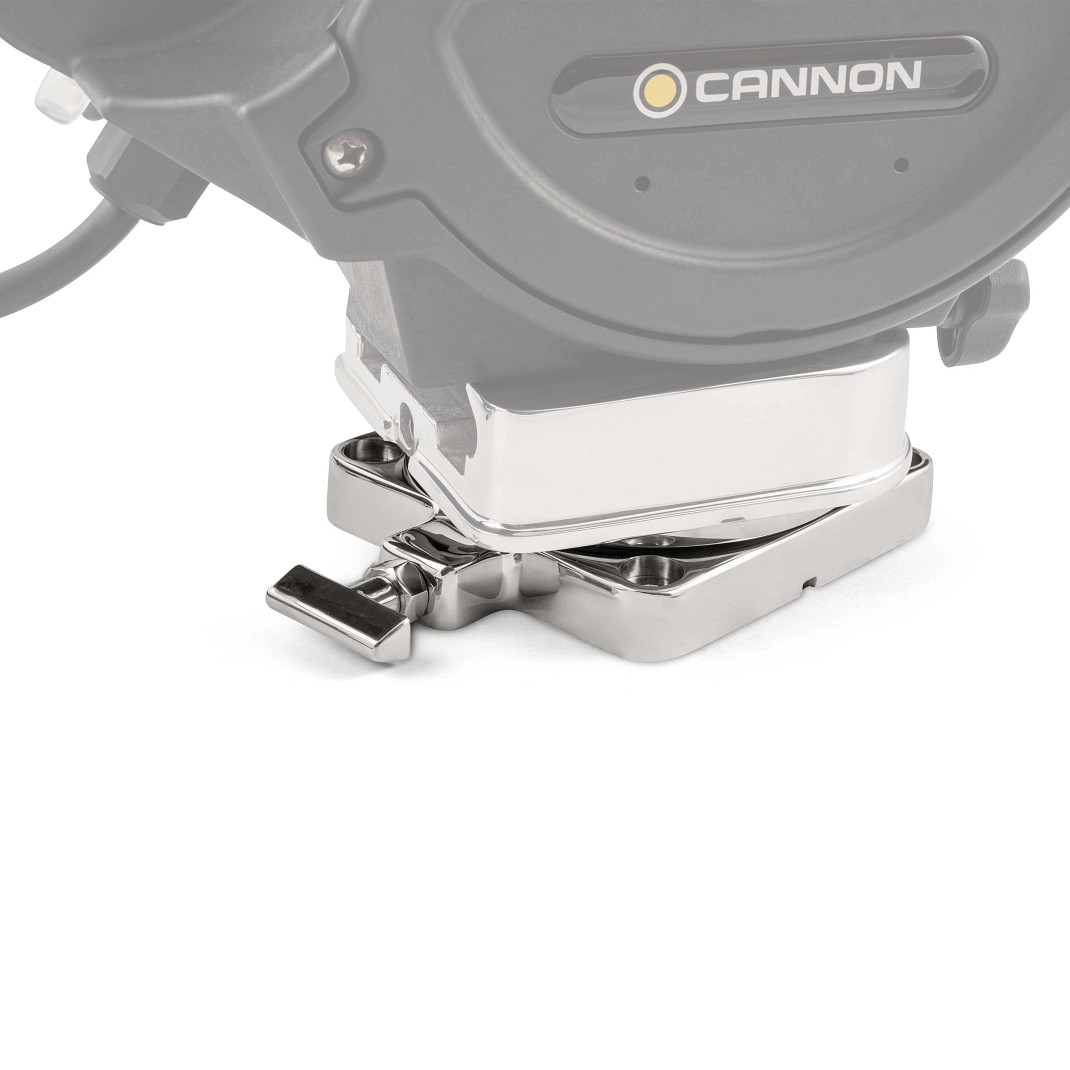 Cannon Downrigger Mount, Low-Profile Swivel Base, Silver, 316-Grade Stainless Steel Construction – 1903002