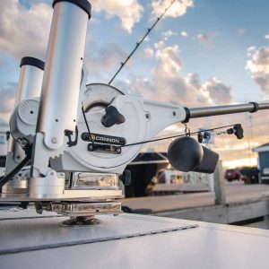 Cannon Downrigger Mount, Low-Profile Swivel Base, Silver, 316-Grade Stainless Steel Construction – 1903002