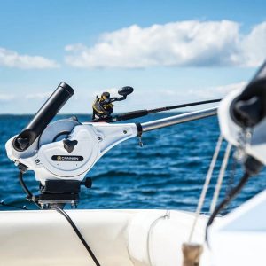 Cannon Fishing Rod Holder, Downrigger Rear Mount, Holds Single Rod, Dual Axis Adjustable, Black, Composite, With Mounting Hardware – 1907070