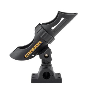 Cannon Fishing Rod Holder, Side or Top Mount, Three-Position Adjustable Rod Holder, Cradle Hold, 360 Degree Rotation, Black – 2450169-1