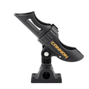 Cannon Fishing Rod Holder, Side or Top Mount, Three-Position Adjustable Rod Holder, Cradle Hold, 360 Degree Rotation, Black – 2450169-1
