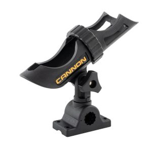 Cannon Fishing Rod Holder, Side or Top Mount, Three-Position Adjustable Rod Holder, Cradle Hold, 360 Degree Rotation, Black – 2450169-1