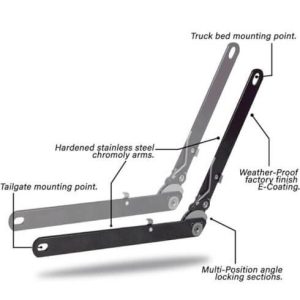 Gate King Tailgate Position Adjuster, Adjusts IN 8 Different Positions, Black, Stainless Steel, Set of 2 – 241718